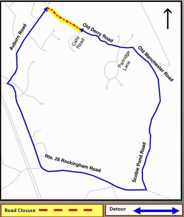 Old Derry Road Closure Map 8-21-2025