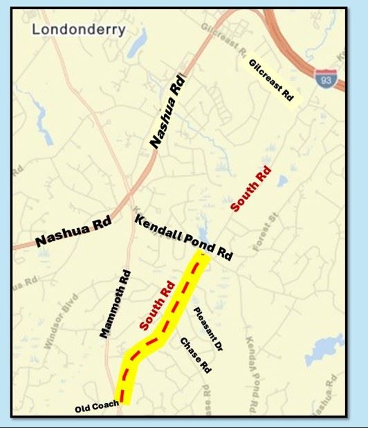 South Road Construction Area Map 3-26-26
