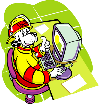 Picture of Sparky the dog using the computer 