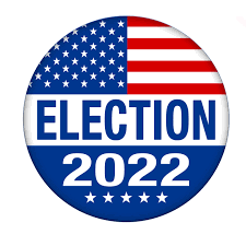 Pin Showing American flag with Election 2022 on it