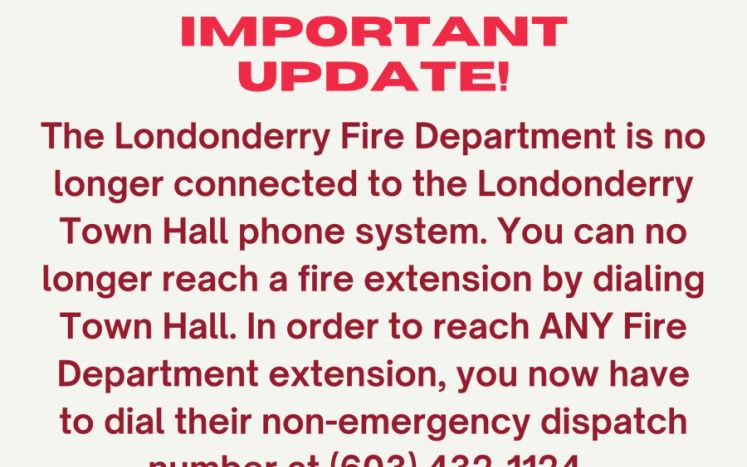 Recent change to the Londonderry phone system!